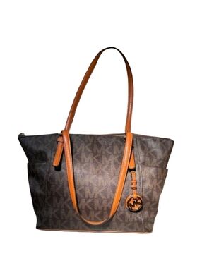 Michael Kors Jet Set MK Signature Tote Bag Purse Handbag Satchel Leather